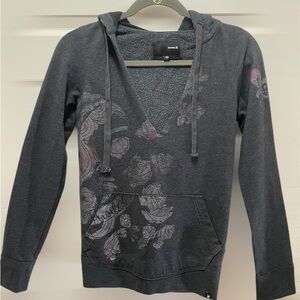 Hurley Charcoal Floral V-Neck Hoodie